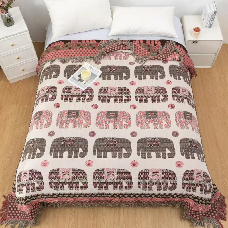 粉象200*230高端罗布麻轻奢舒适透气床盖