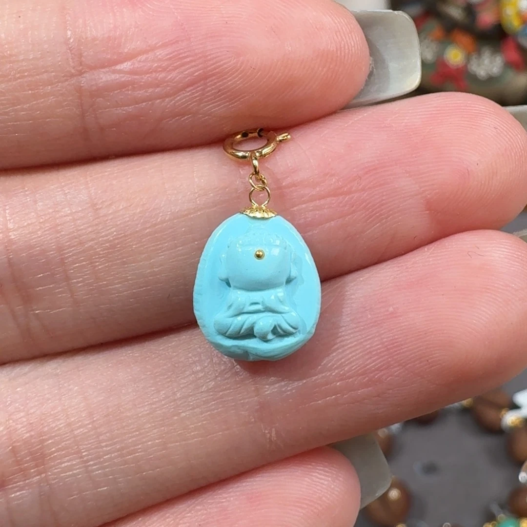 绿松石18K金镶嵌无相佛小滴流