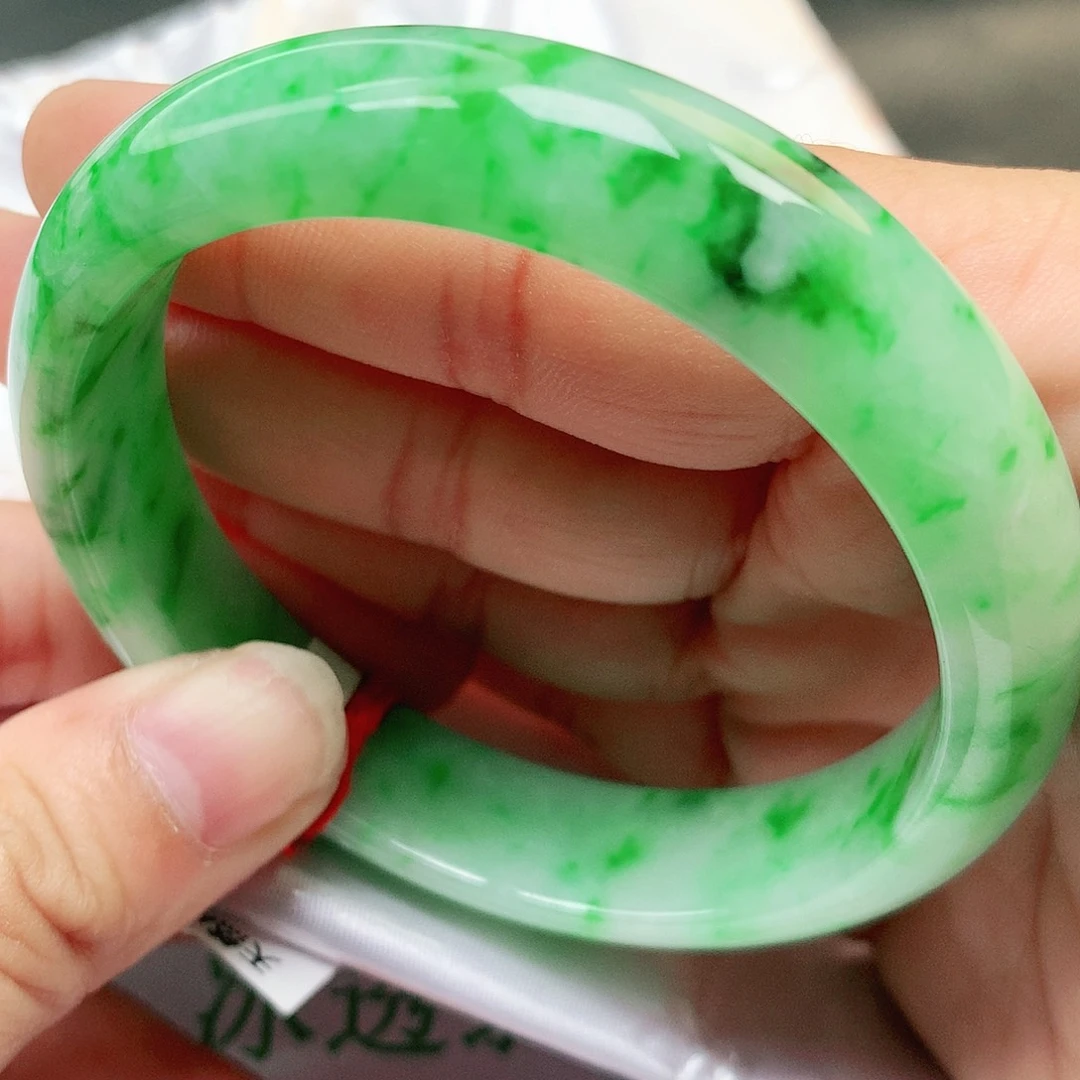 未镶嵌手镯翡翠169号缅甸纯天然A货翡翠老坑阳绿色花