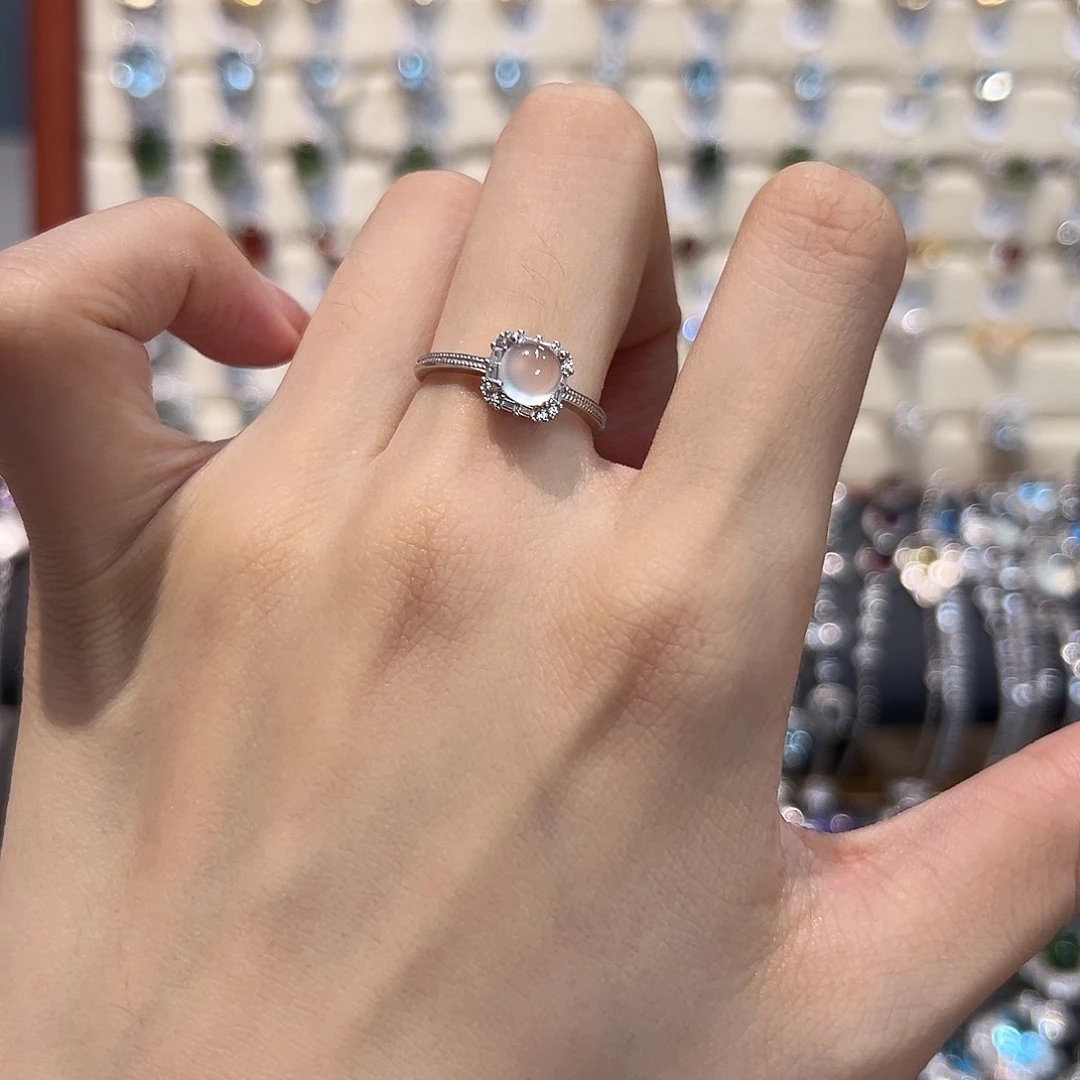 养****岫玉银S925镶嵌戒指