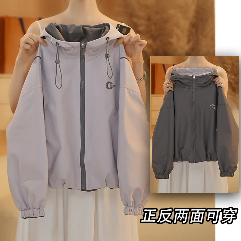女童双面穿外套秋装2025新款洋气女孩儿童休闲冲锋衣WT-22119