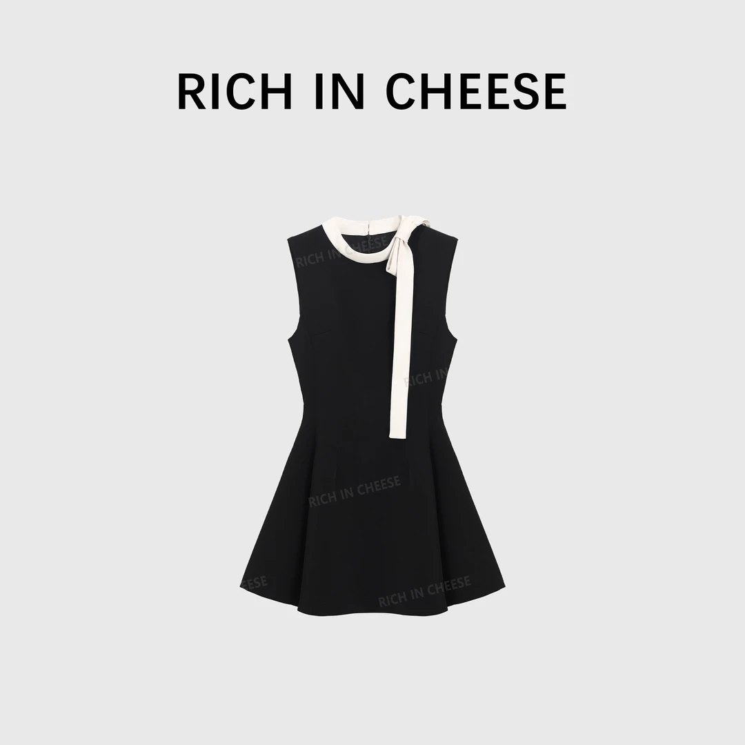 舒胡蕾 古早千金 西装料千金感蝴蝶结气质连衣裙显瘦时尚无袖