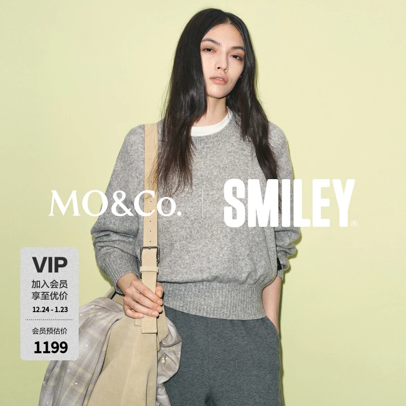 【SMILEY联名】MOCO毛衣2025冬新品含绵羊毛牦牛绒厚实MBE4SWT023