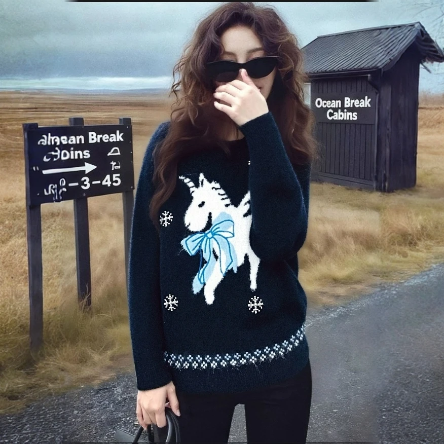 本命年新款2025秋冬针织衫毛衣长袖宽松显瘦爆款洋气时尚休闲款女