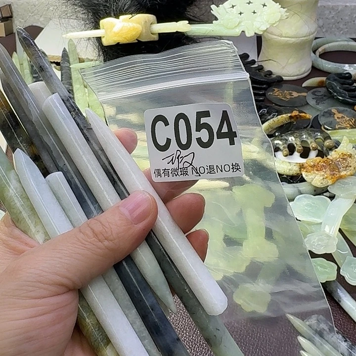 蛇纹石玉合金发饰小*喜