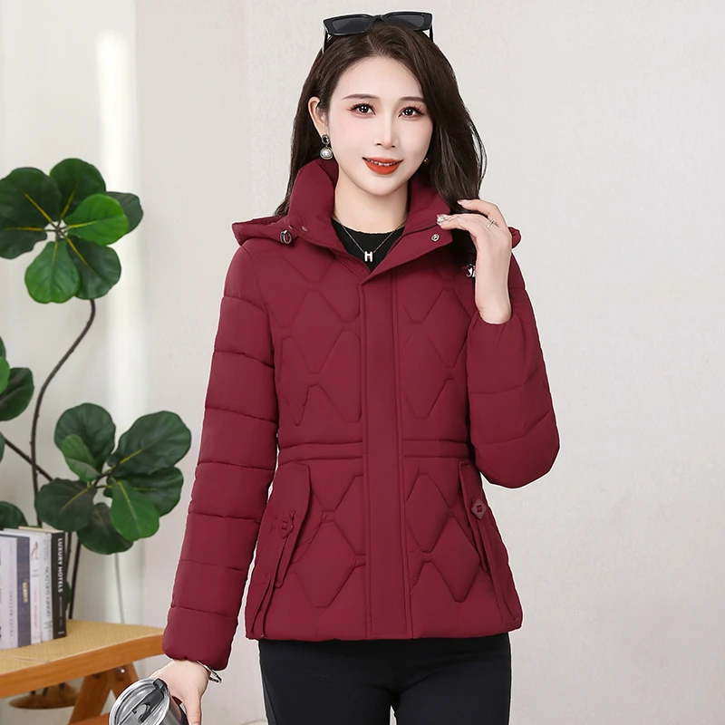 时尚妈妈款棉服外套冬季短款中年修身棉衣小个子百搭女士棉袄