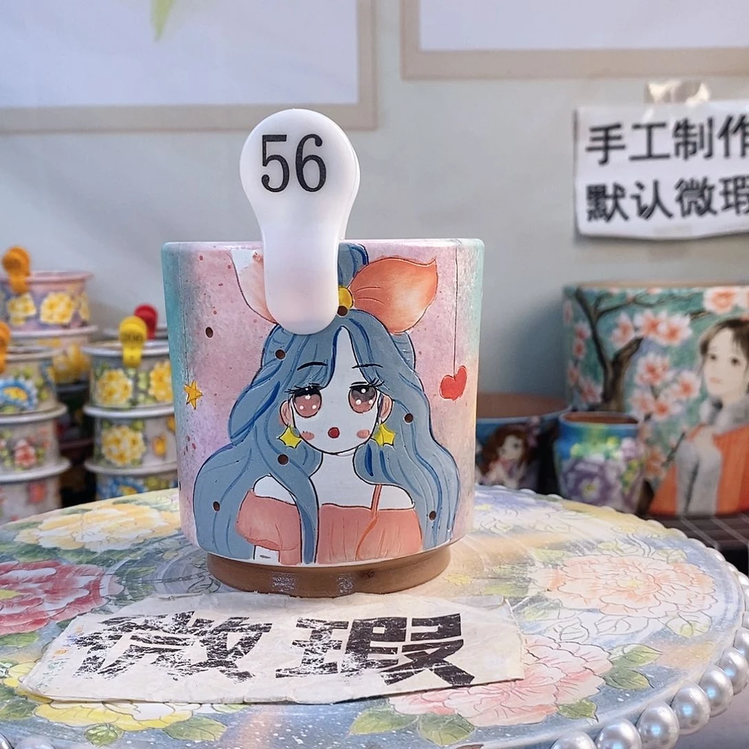 紫砂花盆红陶手绘花盆