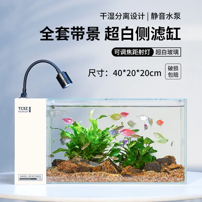 变焦射灯款侧滤鱼缸全套造景生态缸自循环小型办公室家用2024新款