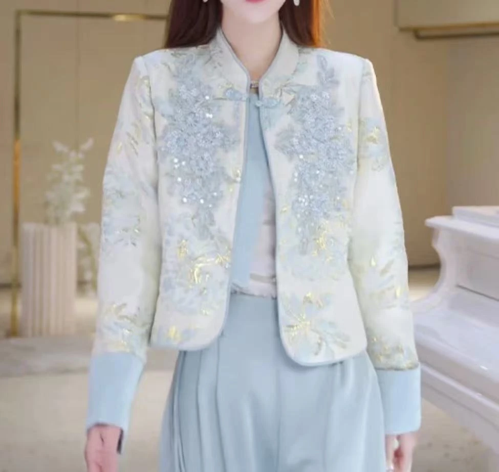 【醒时春花】早春新款洋气时尚高端刺绣新中式外套2025A1177—婷婷