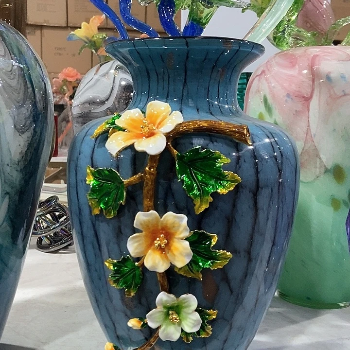 琉璃琉璃花瓶高30口8