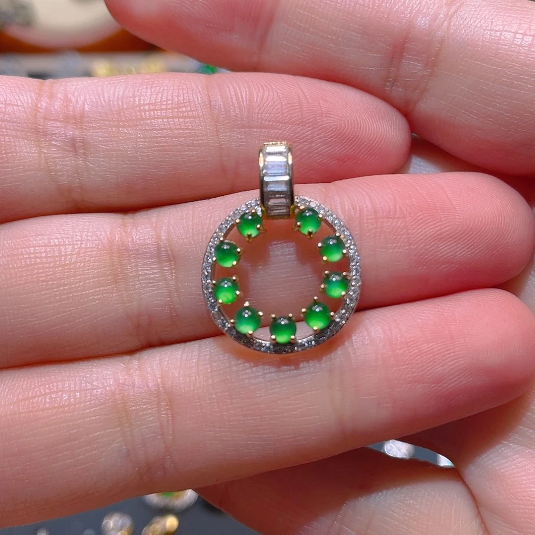 翡翠银S925镶嵌吊坠(不含链)