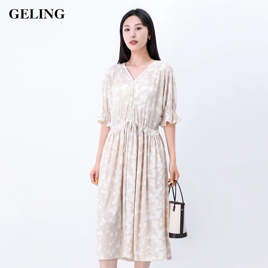 GELING/歌&玲夏季打揽抽绳穿搭针织连衣裙G503X268L