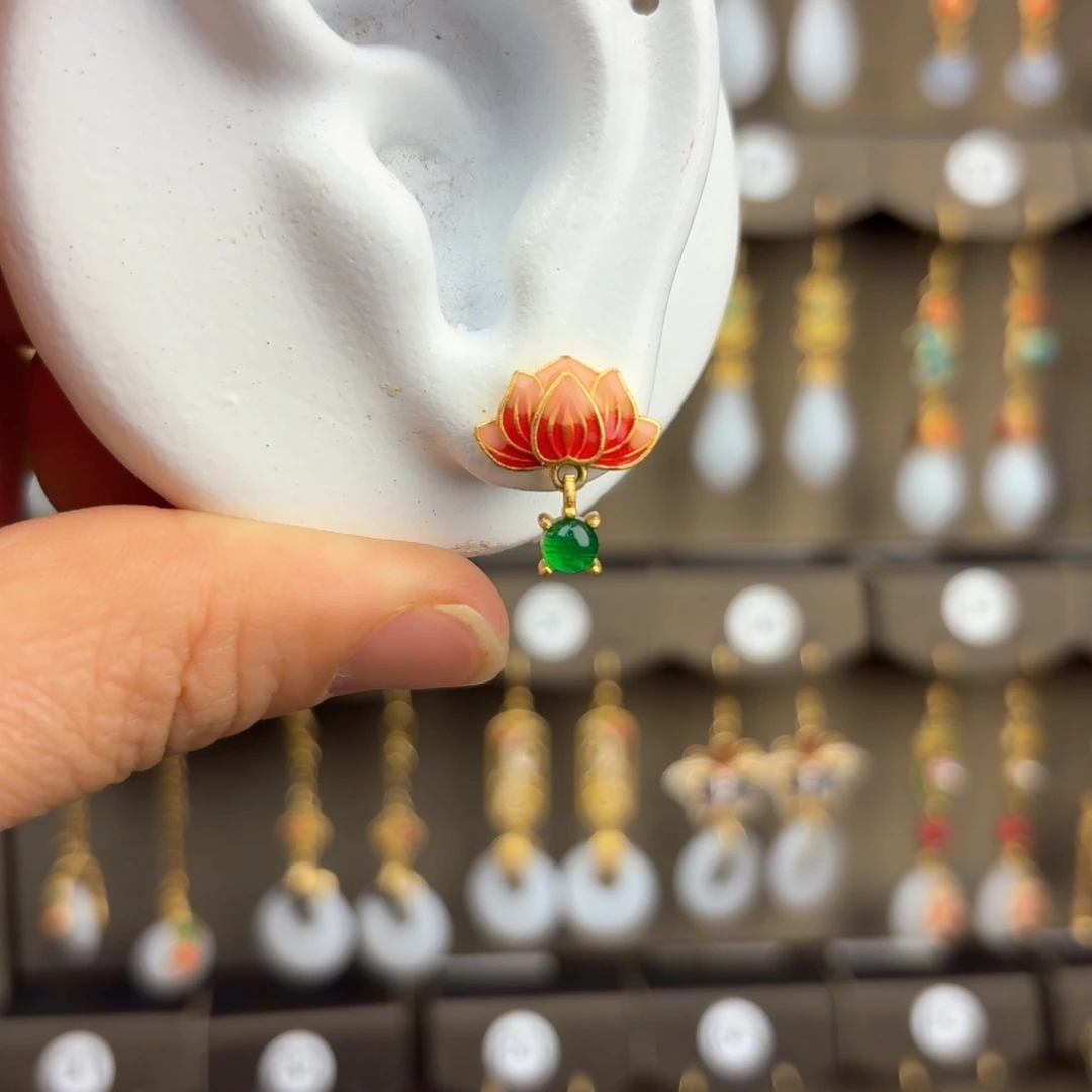 琉璃纯铜合金耳钉