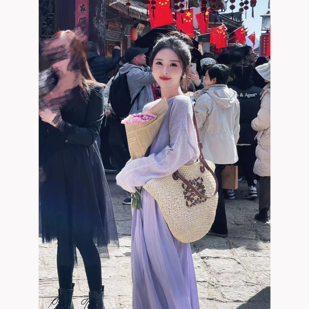 【大只定制】木槿 春季百搭宽松时尚设计感长袖针织衫4CMYJ6101