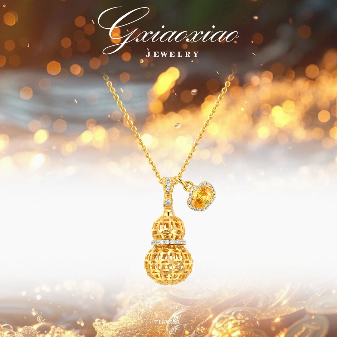 G XIAOXIAO镀K金【福禄金缠】新中式气质高级镂空葫芦项链 F16X528