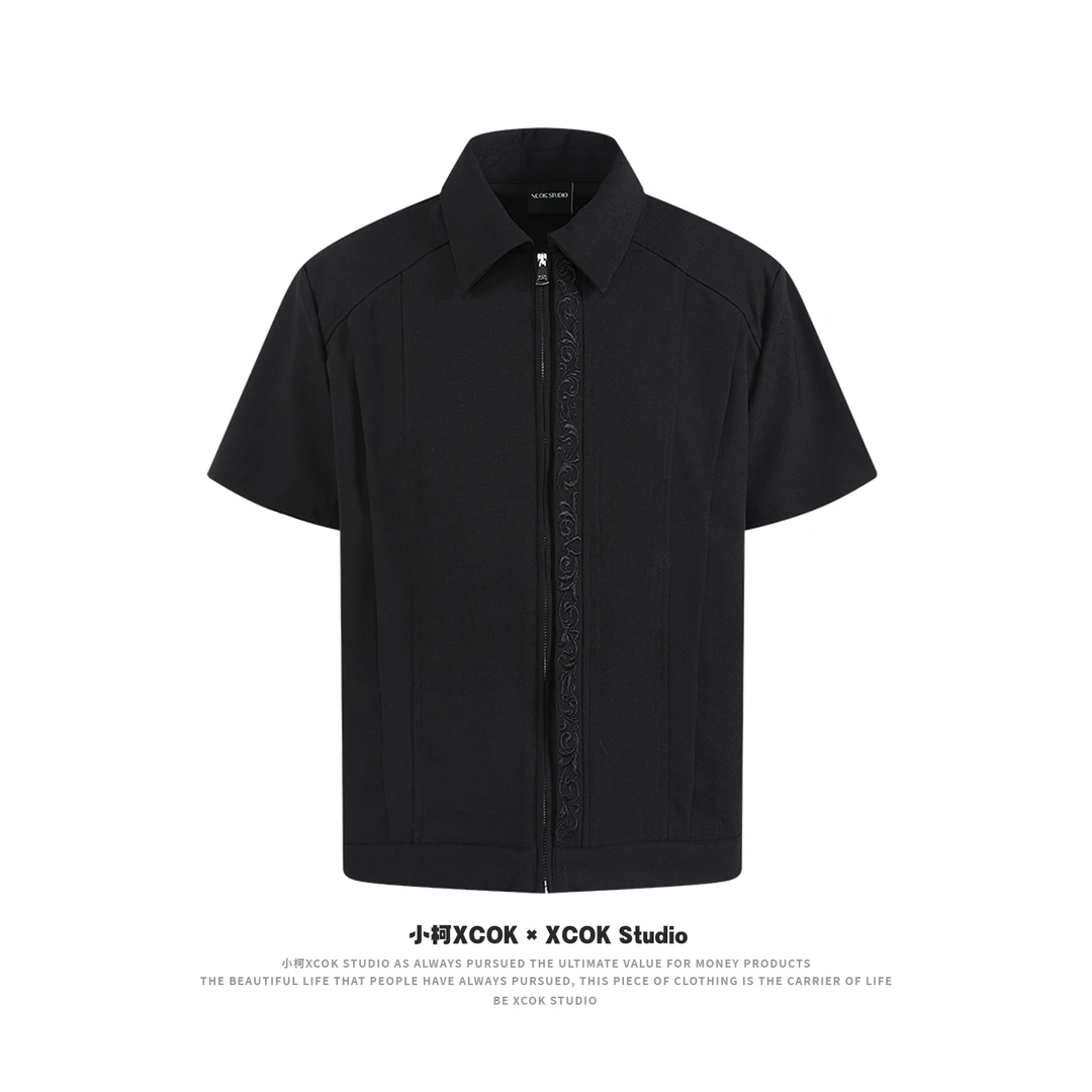 小柯XCOK "永生花"廓形衬衫拼接剪裁短袖上衣T恤XT101