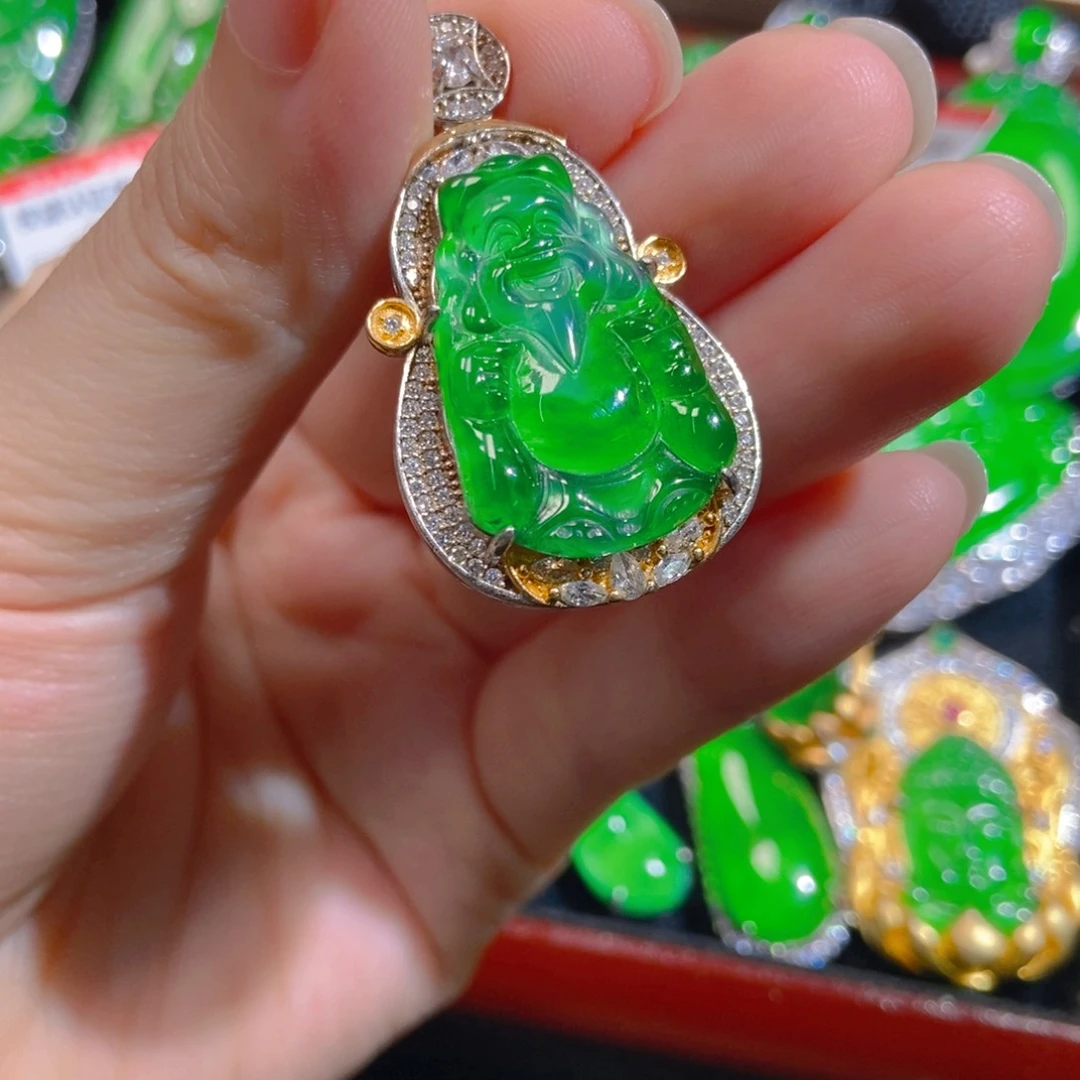 翡翠银S925镶嵌吊坠(不含链)