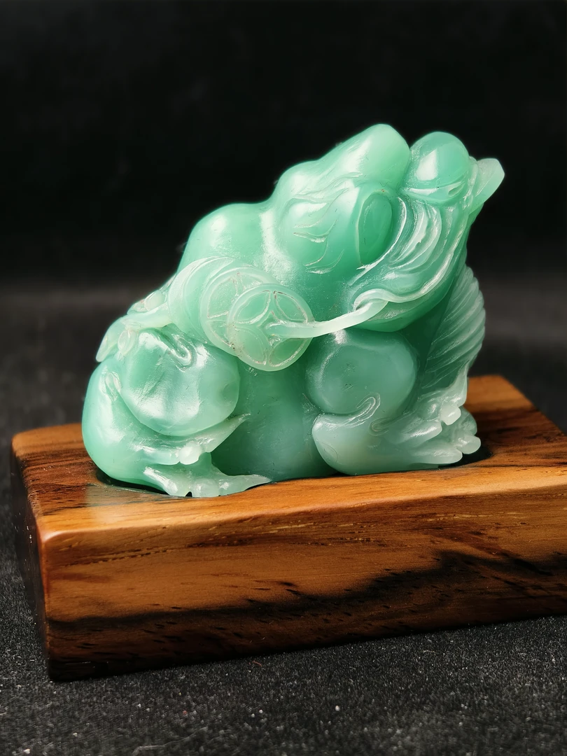 四川白水河老绿摆件 金钱蟾 尺寸5.1*2.9*4.4（不包含底座）