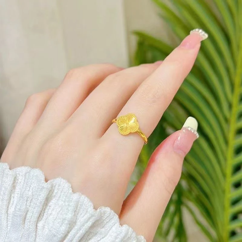 铜合金戒指 金四叶草戒指仿金轻奢简约百搭女【294】