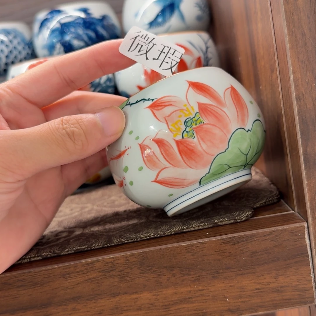 釉下手绘茶具微瑕