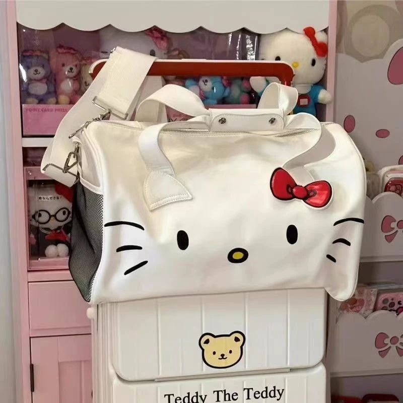 凯蒂猫卡通可爱大包包单肩蝴蝶结凯蒂猫手提健身包斜挎旅行包