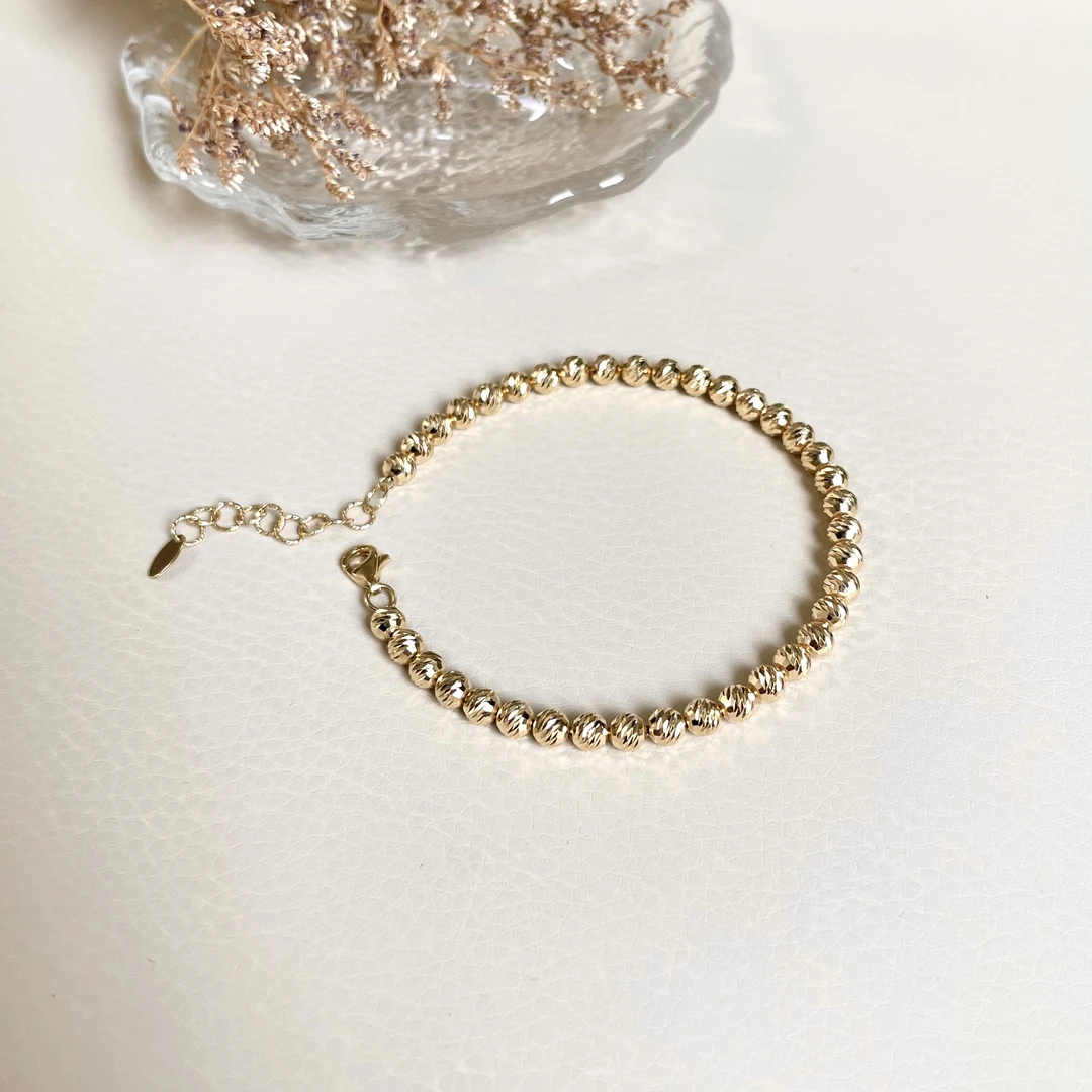 [美控MK]18K金大蹦迪珠手链/时尚流行潮酷/爆闪爆亮