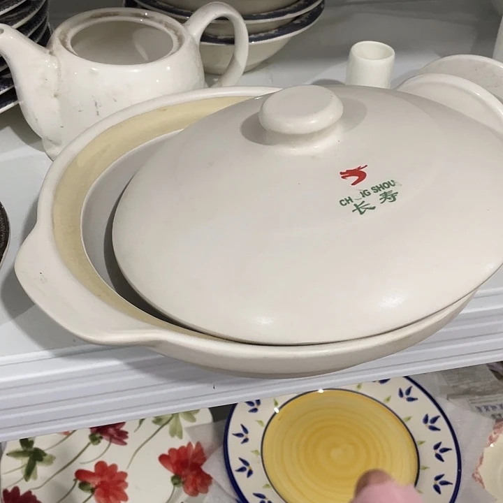 瓷片粗瓷煲仔饭砂锅一套 微瑕口径22.5高6