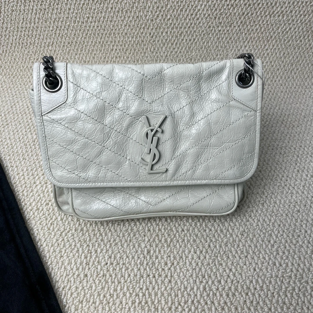 99新 YSL/圣罗兰 【十六专属】Z121/复古白中号niki单肩包/FB