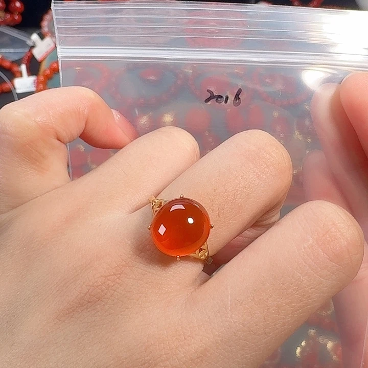 南红玛瑙银S925镶嵌戒指