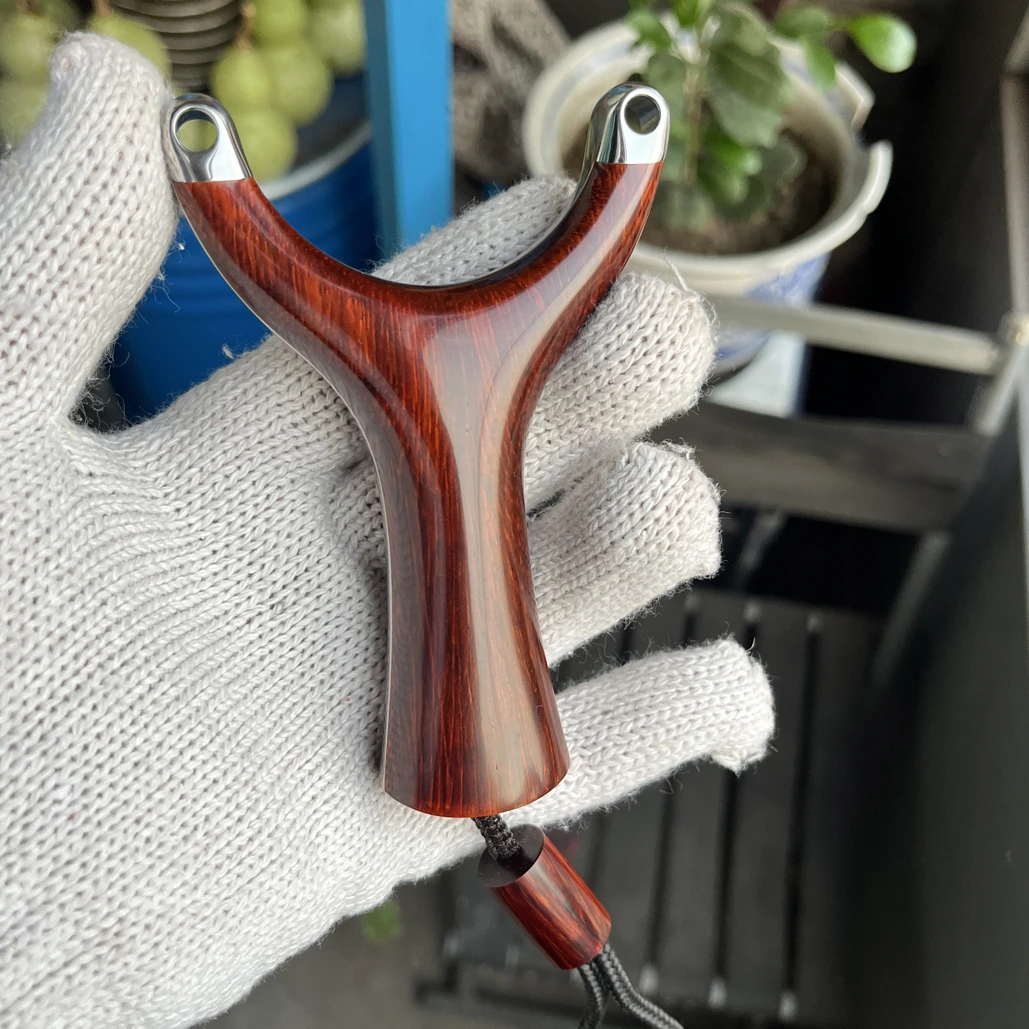 飞虎单卡弓门80，用6毫米卡珠弓坯钛合金，犀牛角紫檀木料