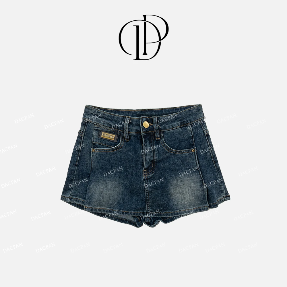 DACPAN-“G家柜柜款”高腰拼色口袋牛仔短裤 裙裤  2025/盼·PP 9860