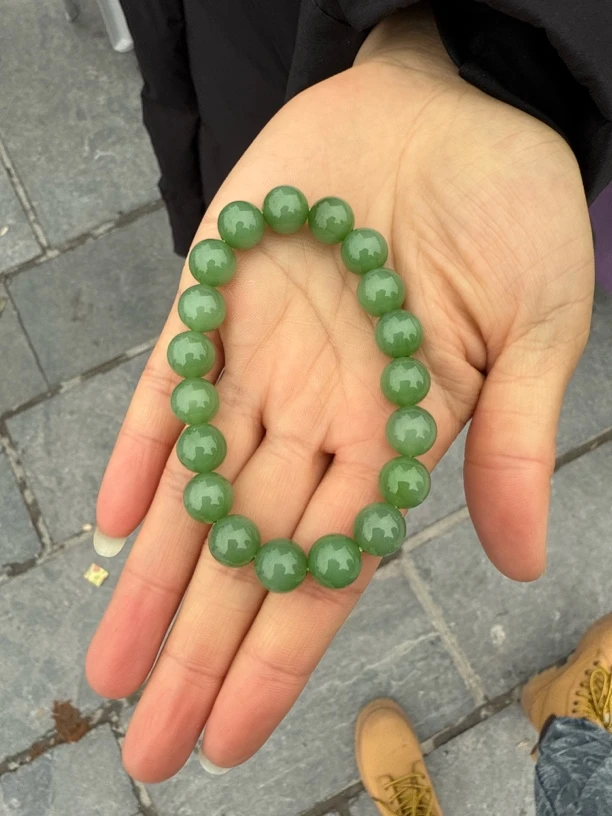 悦己珠宝和田玉碧玉卡10手串色标级