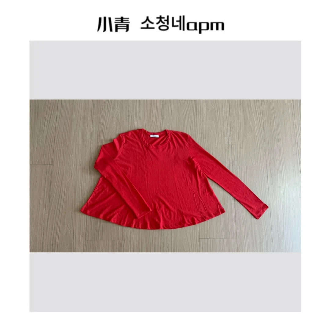 韩国东大门 PEBBLE/弧形下摆薄糯T恤