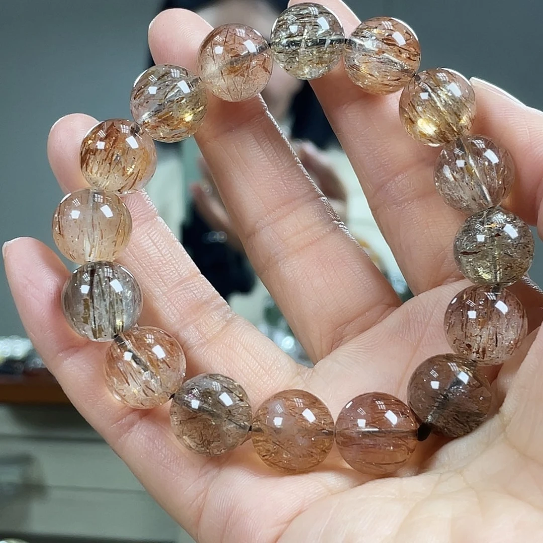 水晶手链未镶嵌黑金超七手链13毫米
