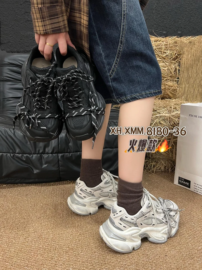 8180-36酷帅香喷喷~欧美增高厚底擦色脏脏老爹鞋女休闲鞋运动鞋