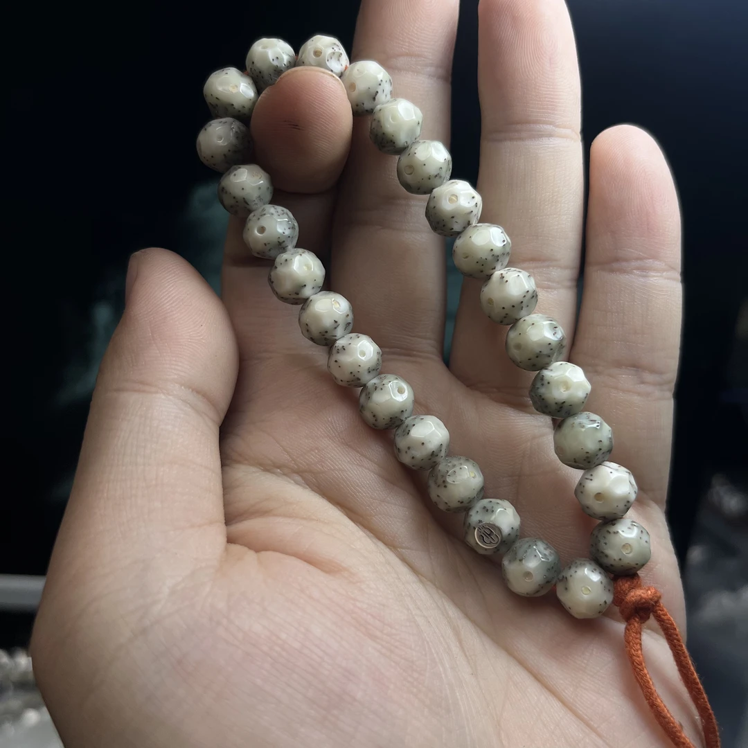 银标8.7玉化冰糖月留白小胖墩星月菩提手串S8.7YHPD-9
