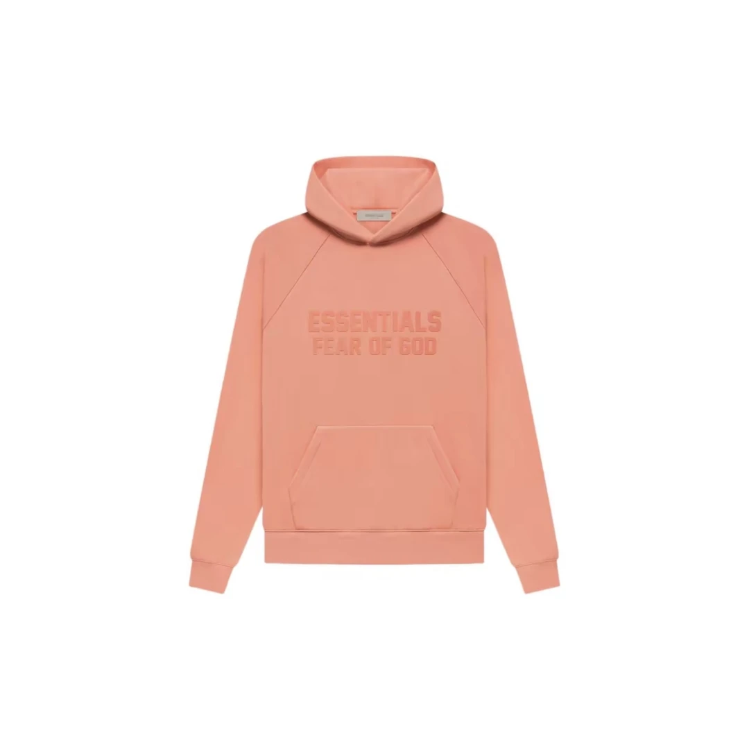 22FW ESSENTIALS Hoodie Wood 纯色字母植绒套头长袖加绒卫衣