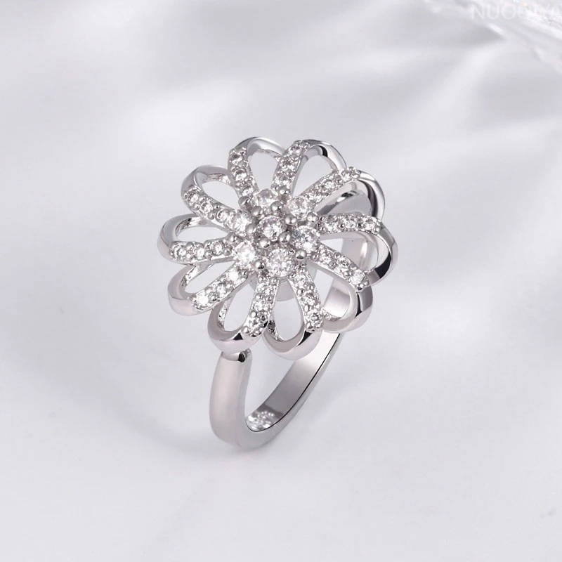 钛钢戒指 精致风车旋转戒指女时尚开口时来运转焦虑减压戒指饰品