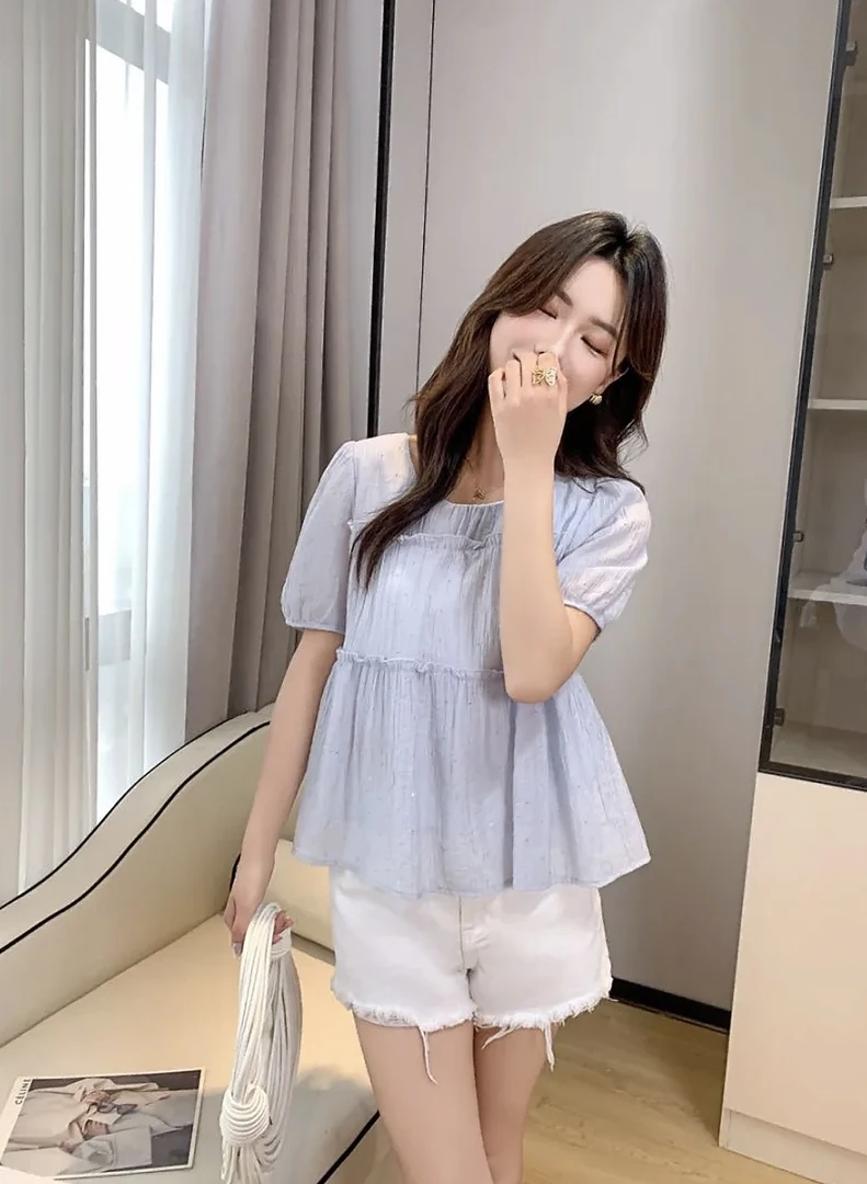 （菲菲）夏季新款洋气超仙小衫显瘦甜美小上衣2906