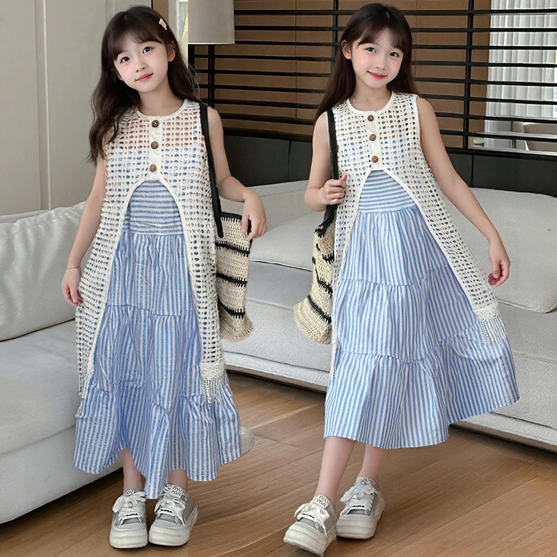 女童连衣裙夏季2025爆款时尚洋气中大童吊带公主裙夏装女孩裙子