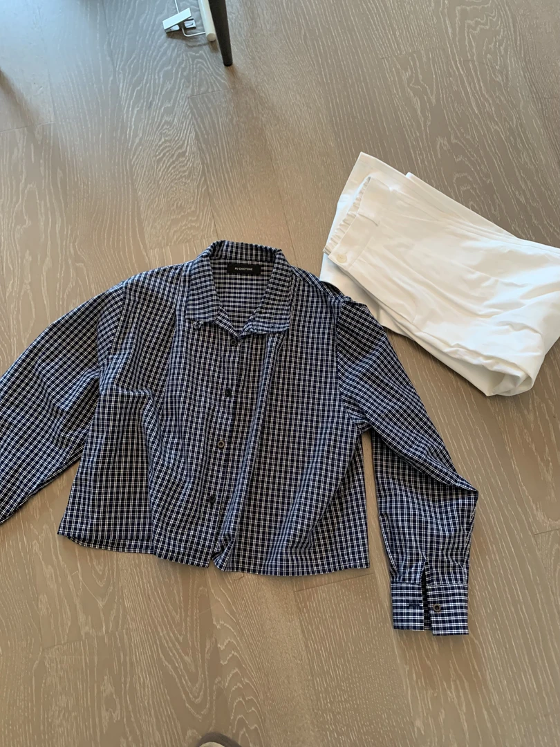 【朴大艺】深海格韵纯棉经典舒适百搭格子Polo领春季慵懒风衬衫