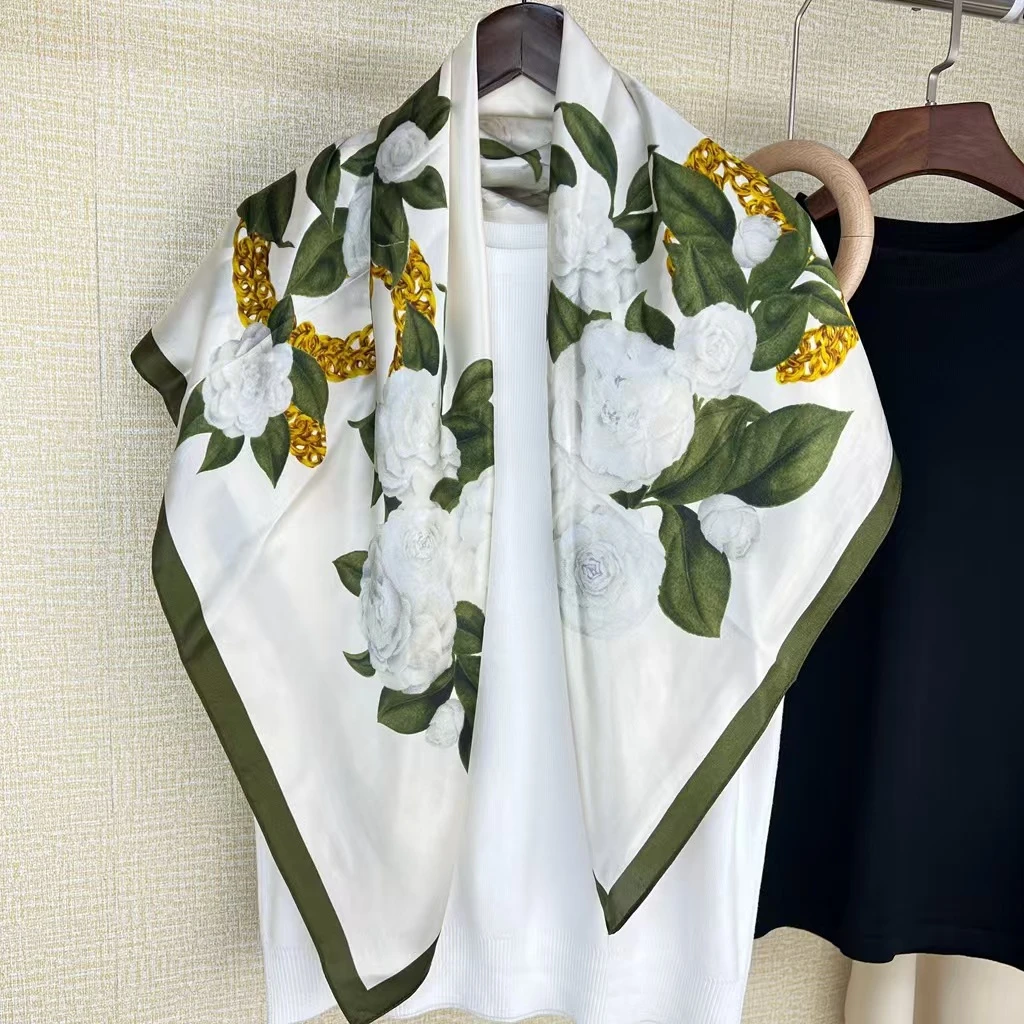 100新款夏季百搭杭州丝绸丝巾90*90#2007