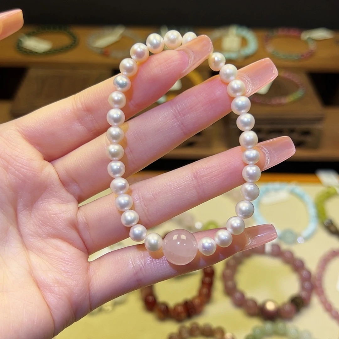 手串银S925镀金镶嵌水晶珍珠80241