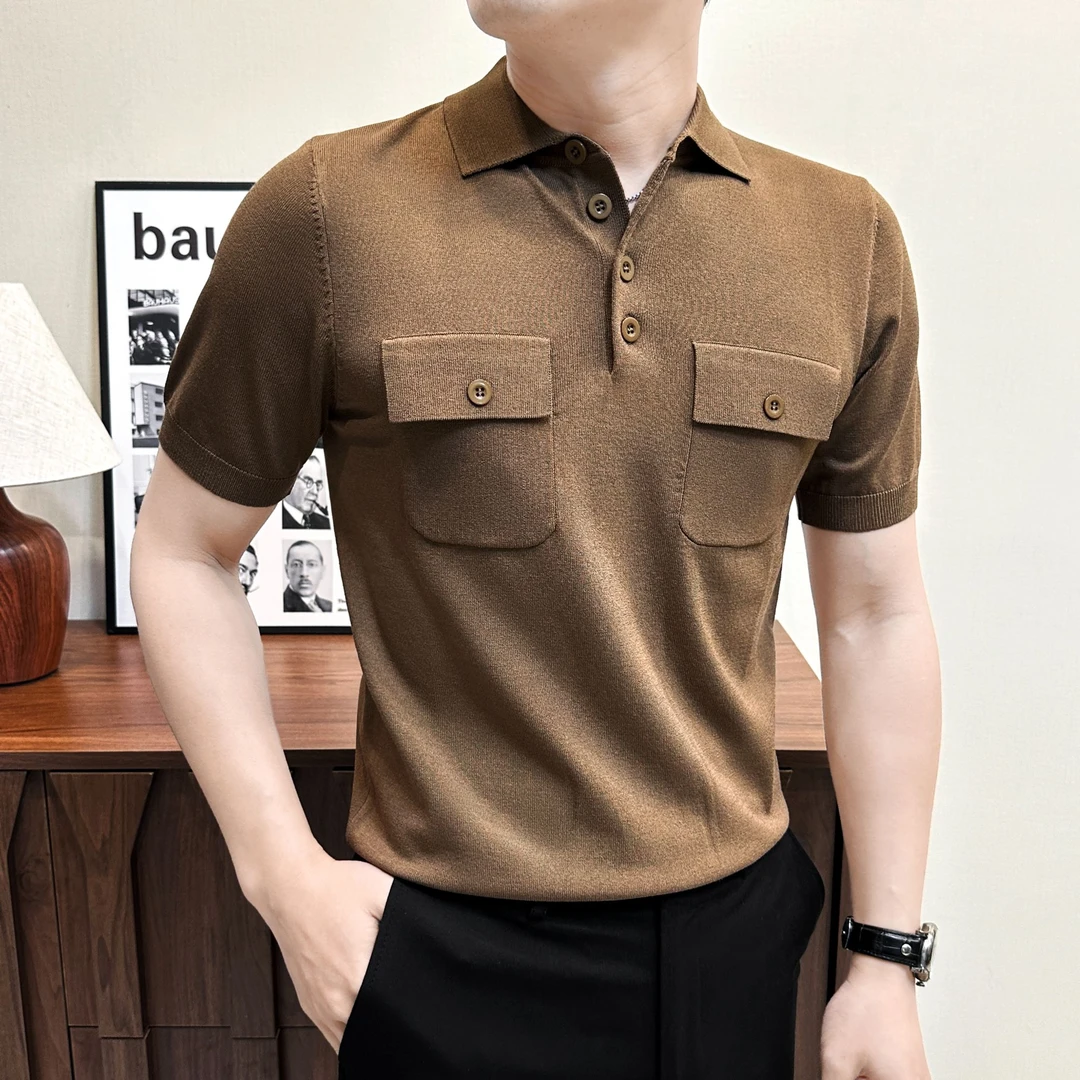 老钱风polo衫男夏季新款网红洋气炸街男装多口袋翻领男士短袖t恤