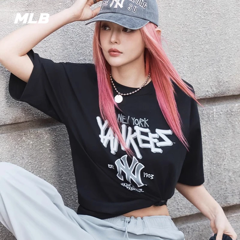 MLB男女情侣凉感潮流印花短袖运动休闲短袖T恤25夏季新款宽松半袖