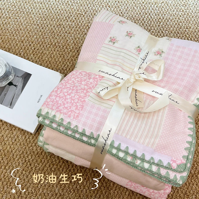 2025新款小碎花全棉三角针工艺款双层纱四件套柔软亲肤床上用品