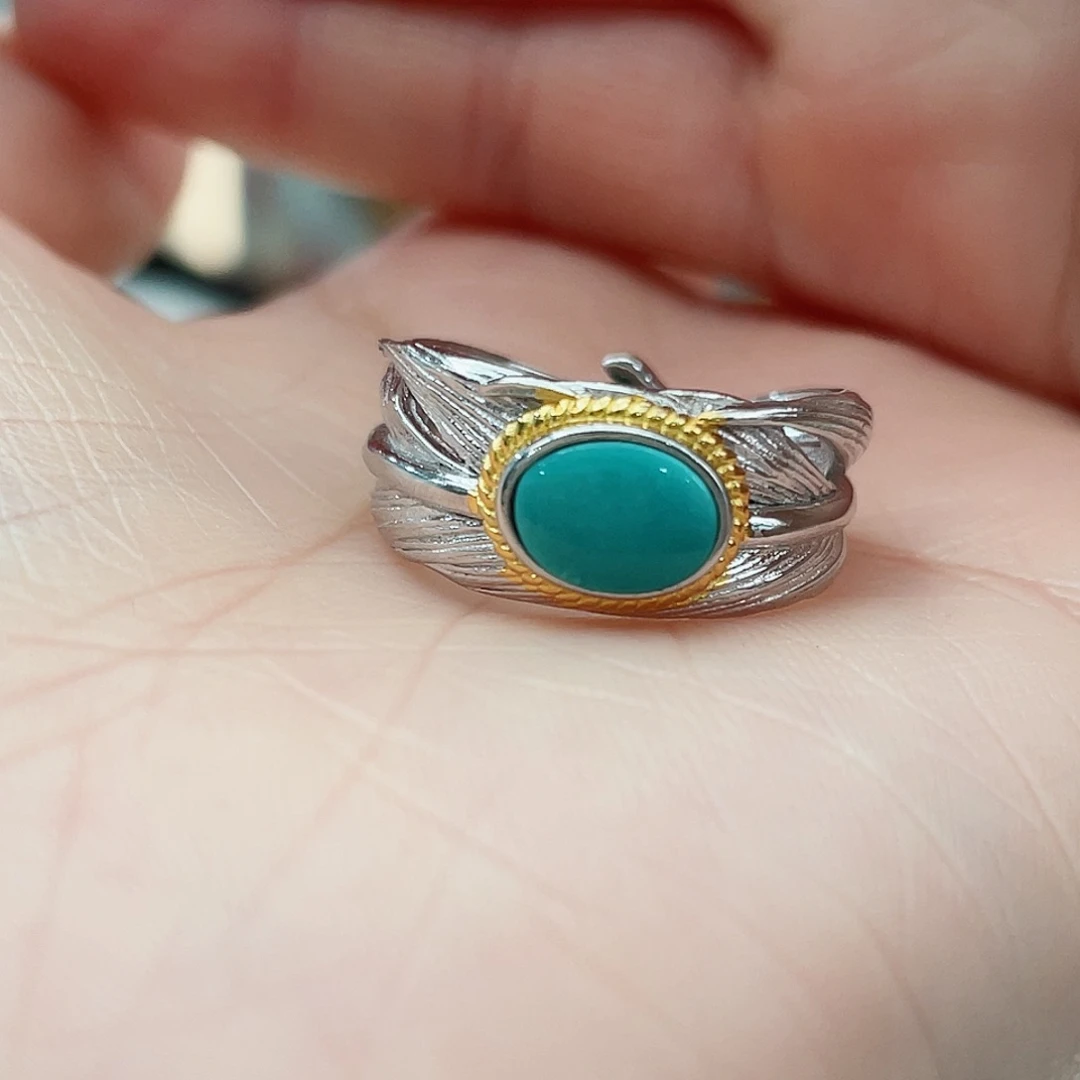 绿松石戒指银S925镶嵌