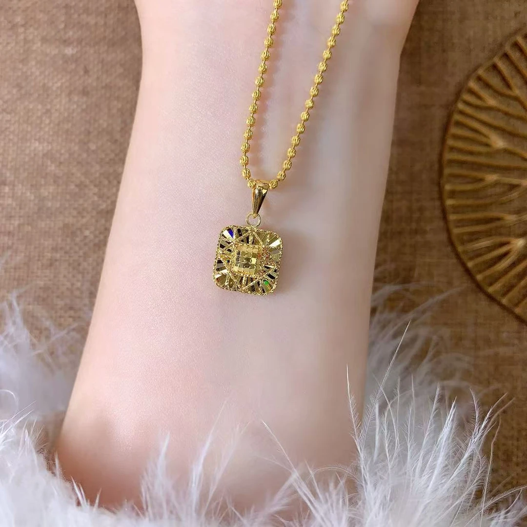 【伟新源】足金999 5G工艺 炫彩鱼鳞方吊坠（不含链）