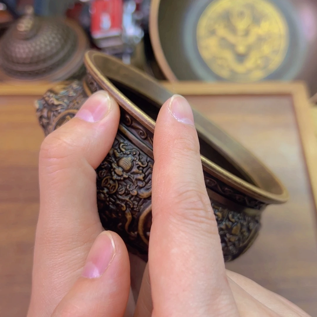 原矿风磨铜金蟾聚宝盆