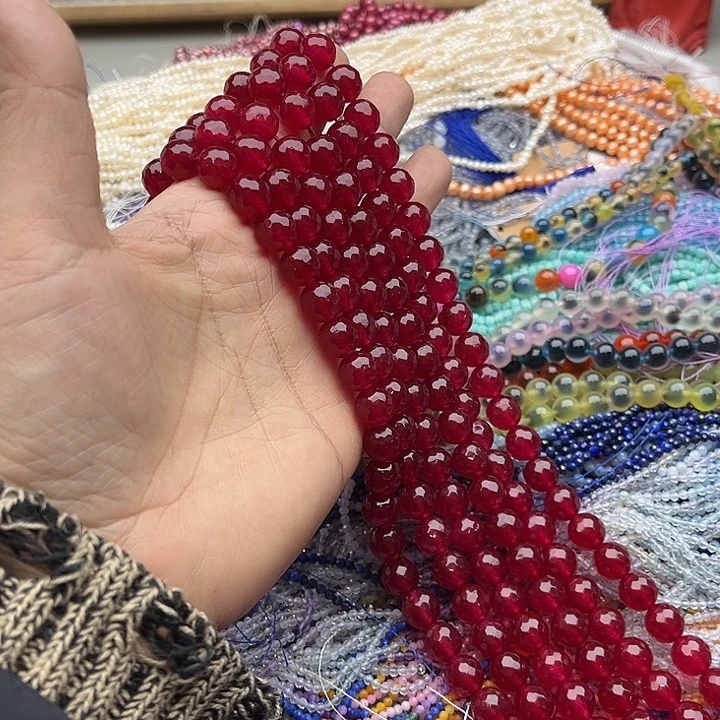 玛瑙/玉髓珠宝半成品未镶嵌一条10mn红宝刻面